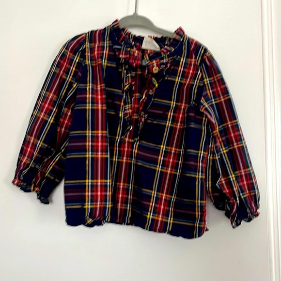 Crewcuts Other - 🎄🎅Crewcuts holiday Christmas Girl poplin metallic plaid ruffle blouse